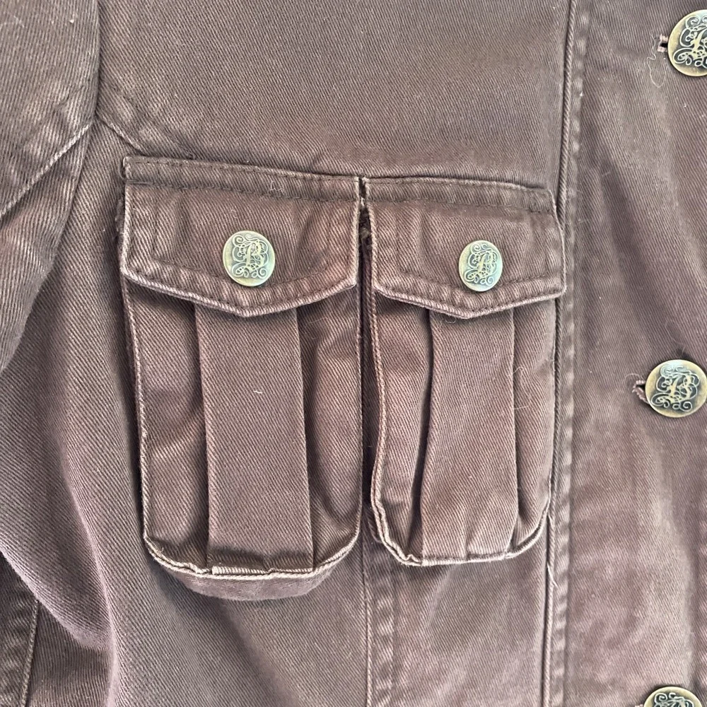 BB Dakota Utility Cargo Trench Jacket Coat Full Zip Brown M Y2K aso Bella‎ swan - Picture 6 of 11